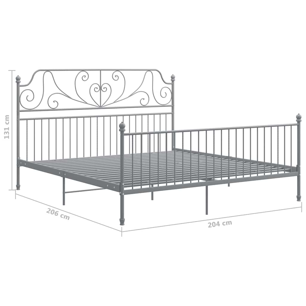 vidaXL Bed Frame without Mattress Grey Metal 200x200 cm
