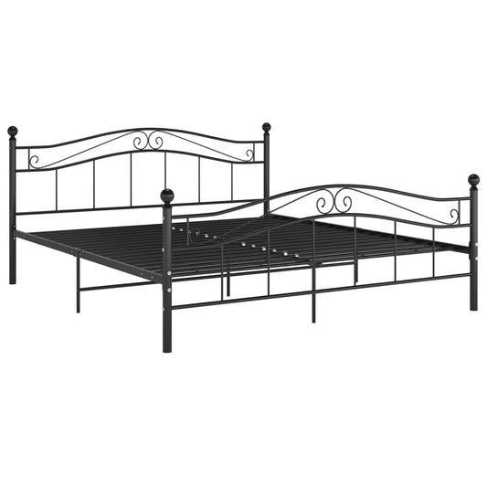 vidaXL Bed Frame | Black | Powder-coated metal | 140x200 cm Mattress Size