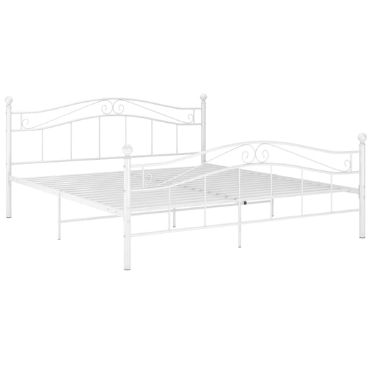 vidaXL Bed Frame | White | Powder-Coated Metal | Double | Tough | Bed Frame