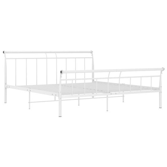 vidaXL Bed Frame without Mattress White Metal 200x200 cm