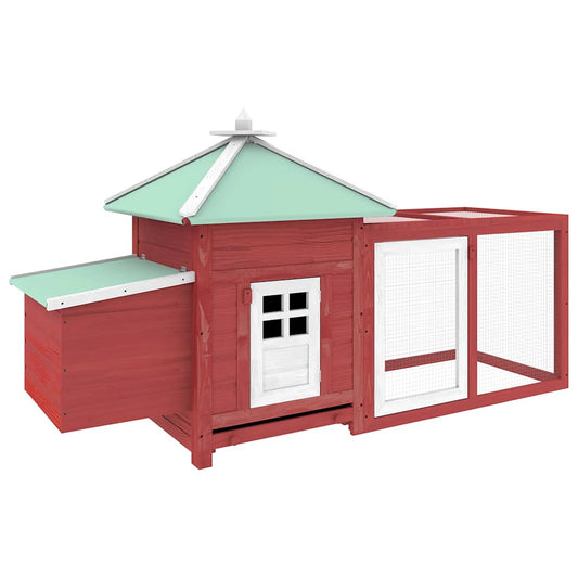 vidaXL Chicken Coop with Nest Box Red 190x72x102 cm Solid Firwood