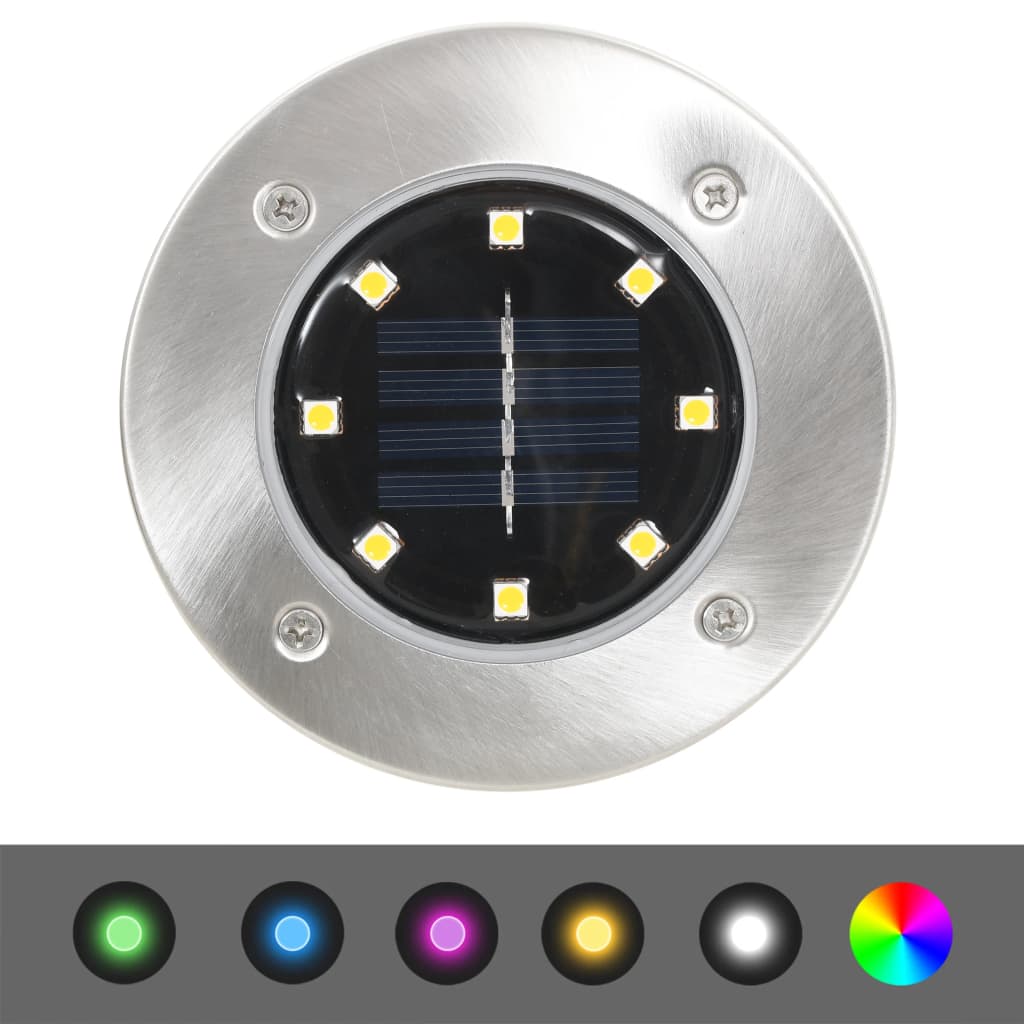 vidaXL Solar Ground Light | Set of 8 | Multicolour with stainless steel | PP