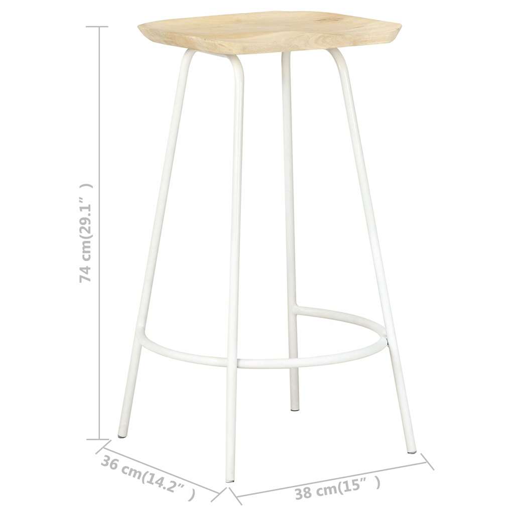 vidaXL Bar Stools 2 pcs Solid Mango Wood