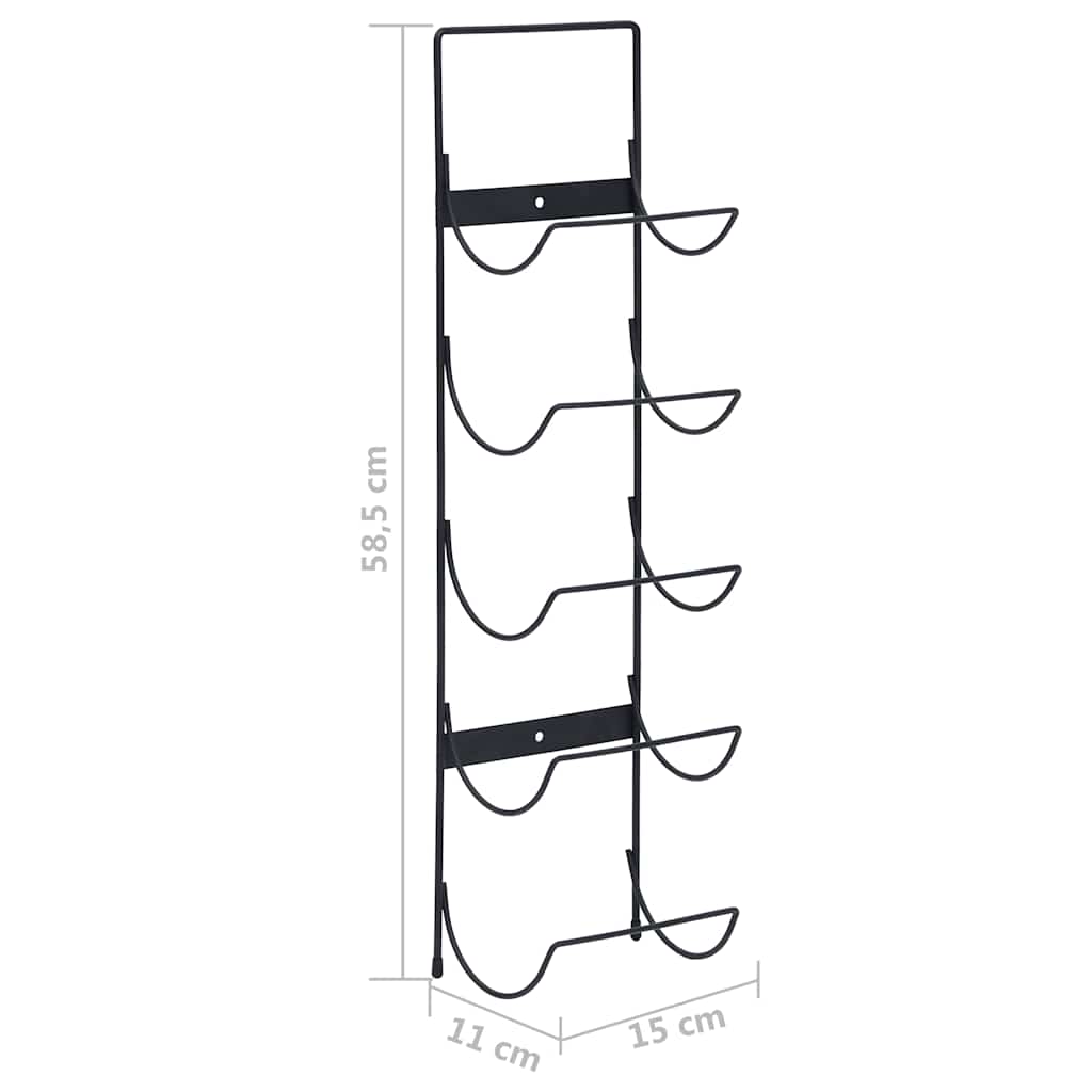 325920 vidaXL Wall Mounted Wine Rack for 5 Bottles Black Iron