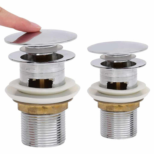 149055 vidaXL Push Drain with Overflow Function Chrome 6,4x6,4x9,1 cm