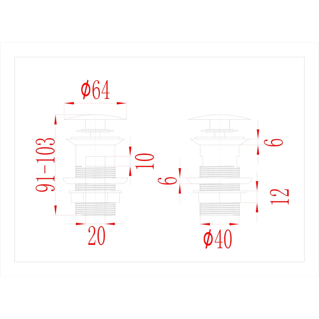 149055 vidaXL Push Drain with Overflow Function Chrome 6,4x6,4x9,1 cm