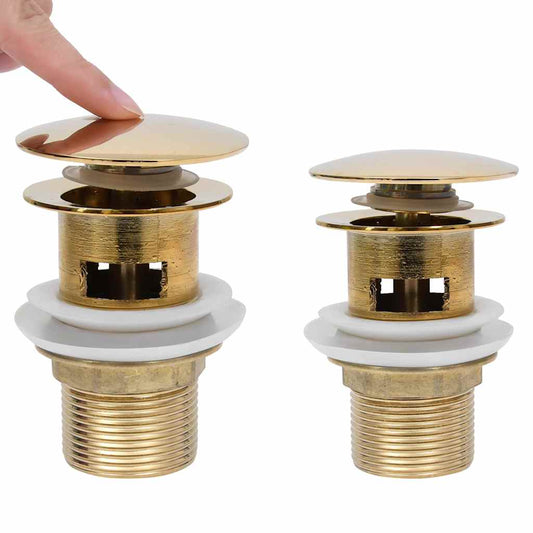 149057 vidaXL Push Drain with Overflow Function Gold 6,4x6,4x9,1 cm