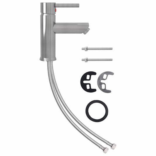 149069 vidaXL Bathroom Basin Faucet Silver 130x176 mm