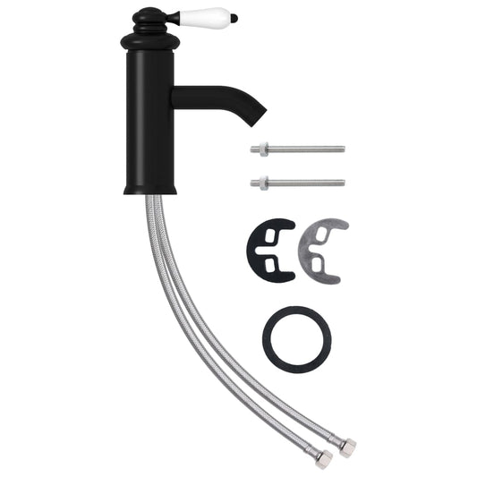 vidaXL Bathroom Basin Faucet Black 130x180 mm