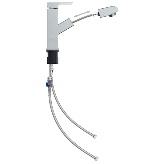 vidaXL Bathroom Basin Faucet with Pull-out Function 157x172 mm