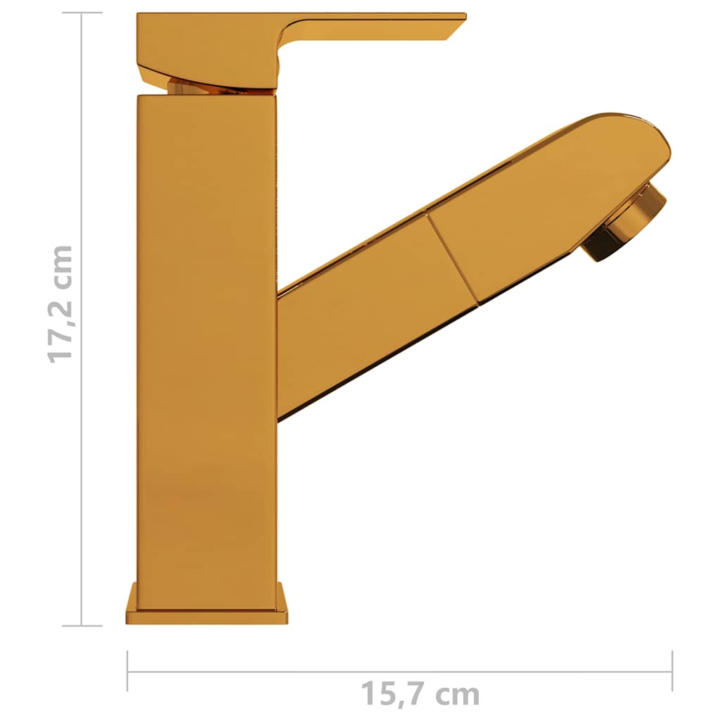 149077 vidaXL Bathroom Basin Faucet with Pull-out Function Gold 157x172 mm