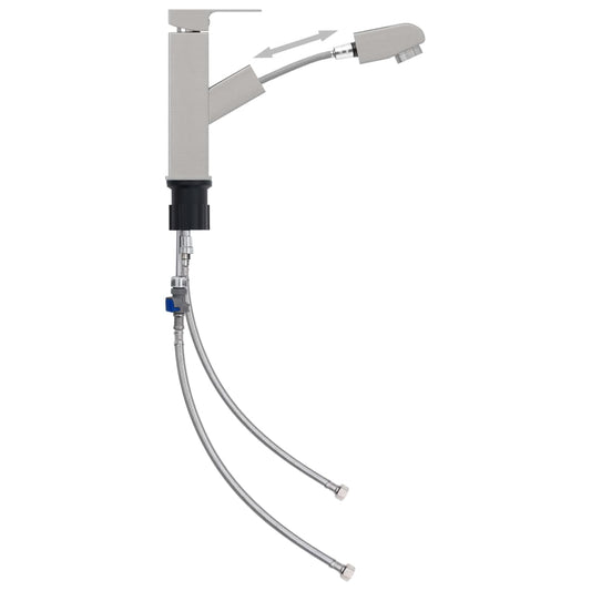 vidaXL Bathroom Basin Faucet with Pull-out Function Silver 157x172 mm