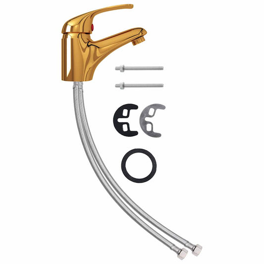 149081 vidaXL Basin Mixer Tap Gold 13x10 cm
