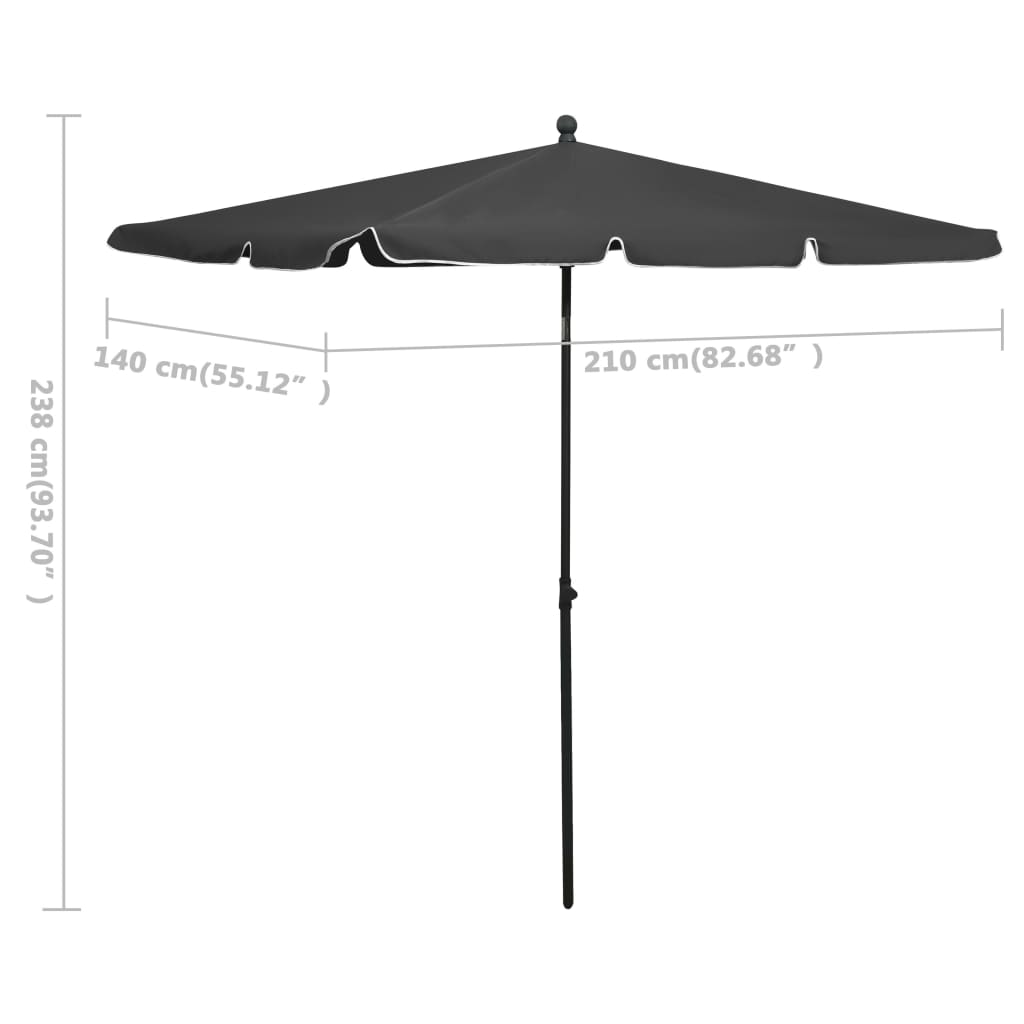 vidaXL Garden Parasol | Anthracite | Polyester | 210x140 cm | Tiltable