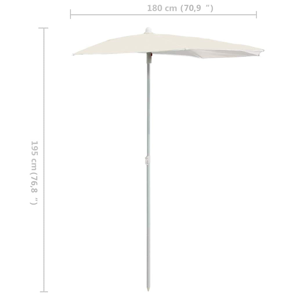 vidaXL Garden Half Parasol with Pole 180x90 cm Sand