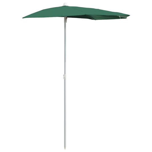 315560 vidaXL Garden Half Parasol with Pole 180x90 cm Green