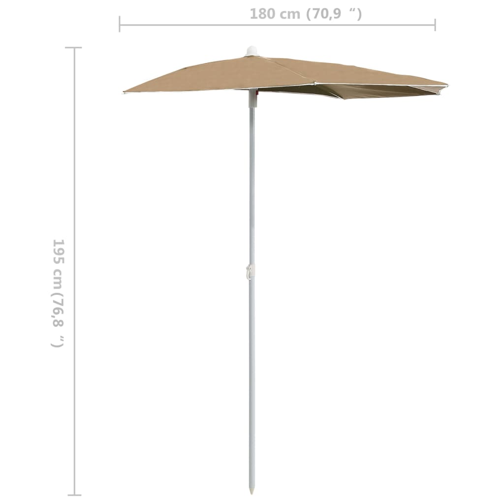 vidaXL Garden Parasol | Taupe | Polyester, Steel | Large | Collapsible | Other