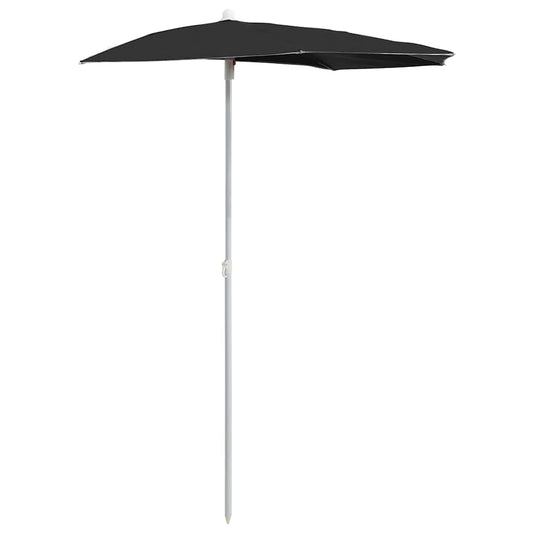 315565 vidaXL Garden Half Parasol with Pole 180x90 cm Black