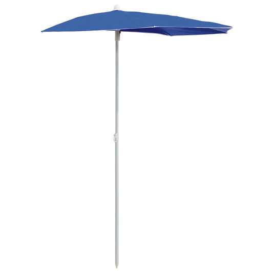 315566 vidaXL Garden Half Parasol with Pole 180x90 cm Azure Blue