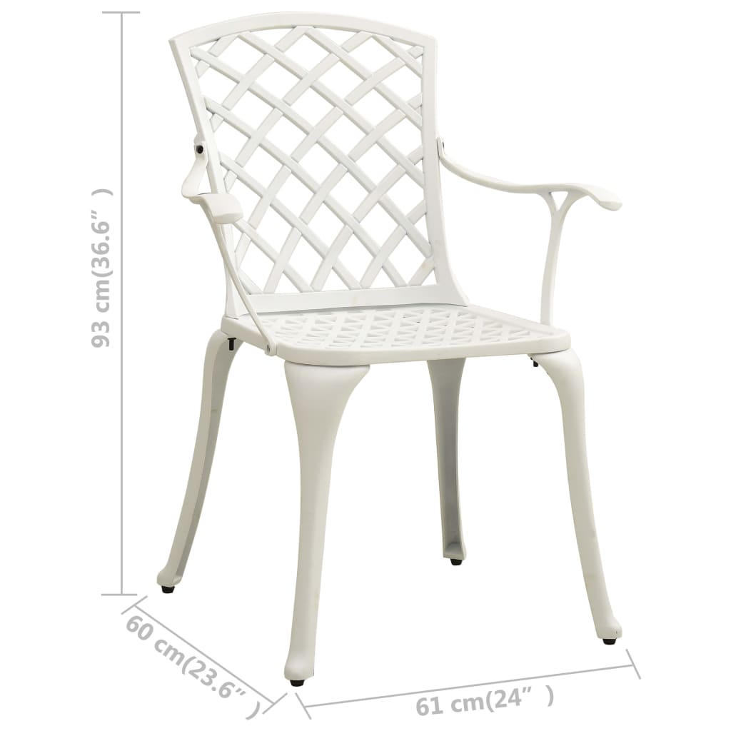 vidaXL Garden Chair | Set of 2 | White | Cast aluminium | Medium | Durable