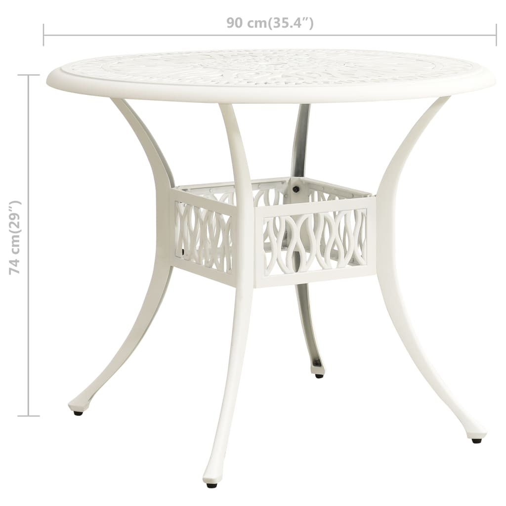 315587 vidaXL Garden Table White 90x90x74 cm Cast Aluminium