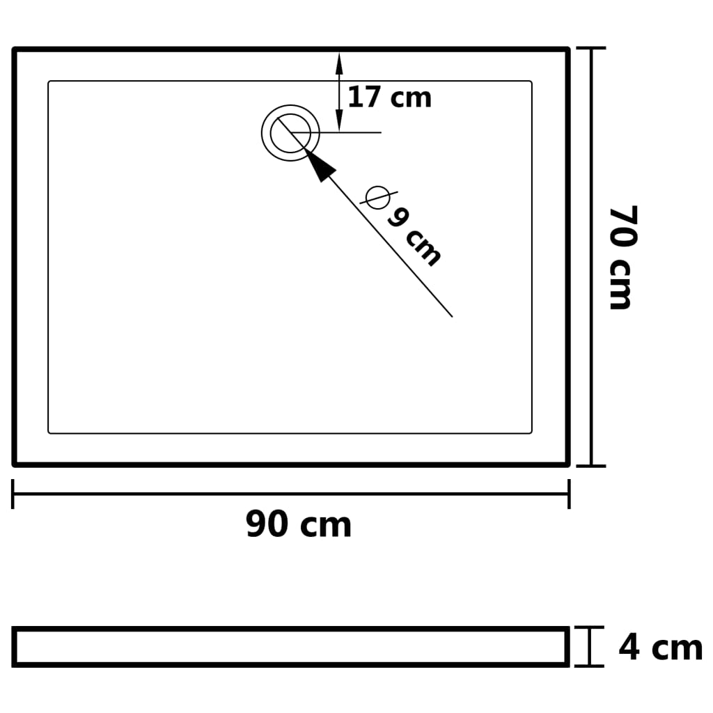vidaXL Shower trays 90 x 70 x 4 cm ABS