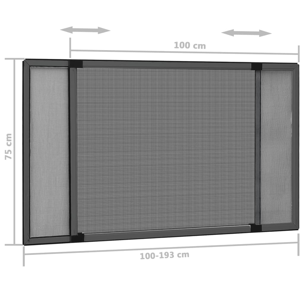 vidaXL Extendable Insect Screen for Windows Anthracite (100-193)x75 cm
