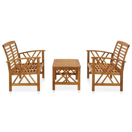 vidaXL 3 Piece Garden Lounge Set Solid Acacia Wood