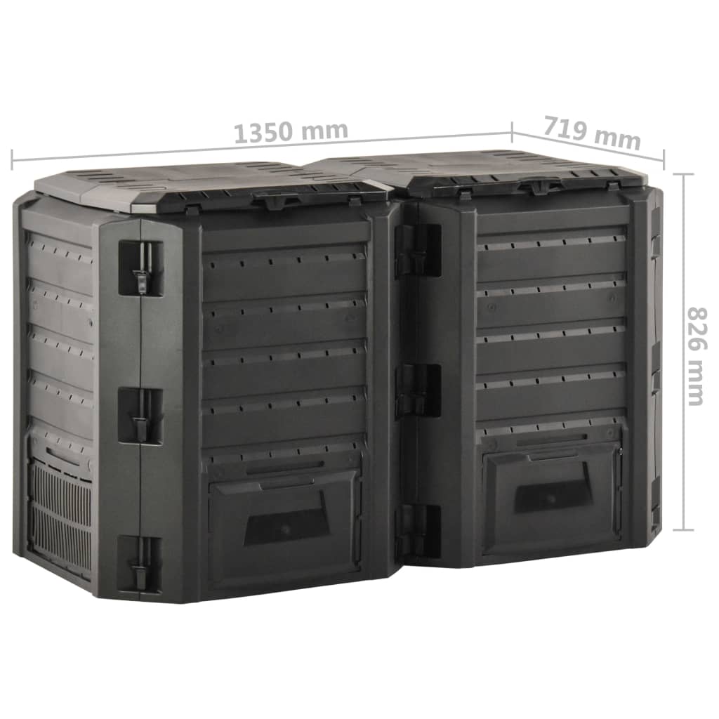 312273 vidaXL Garden Composter Black 800 L