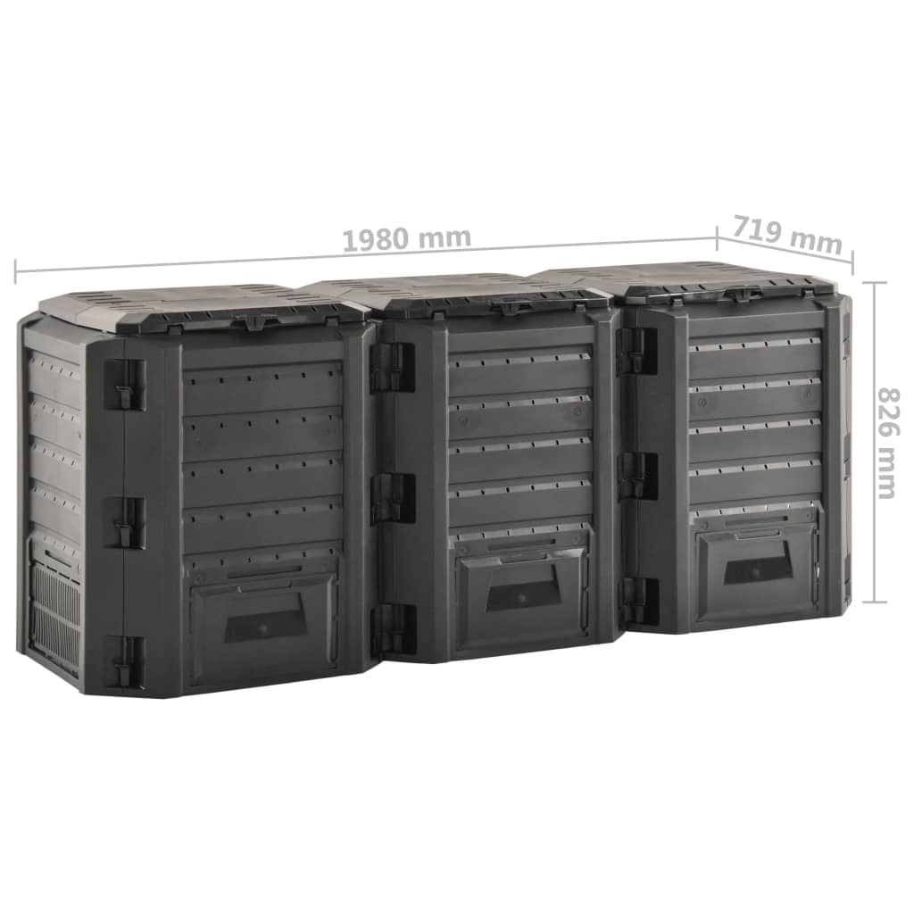 312274 vidaXL Garden Composter Black 1200 L