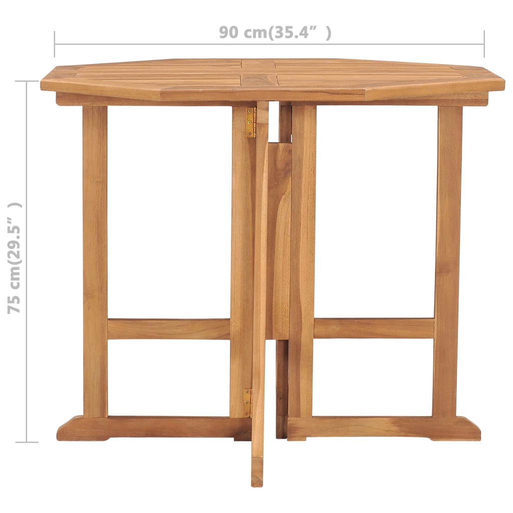 vidaXL Folding Garden Dining Table 90x90x75 cm Solid Teak Wood