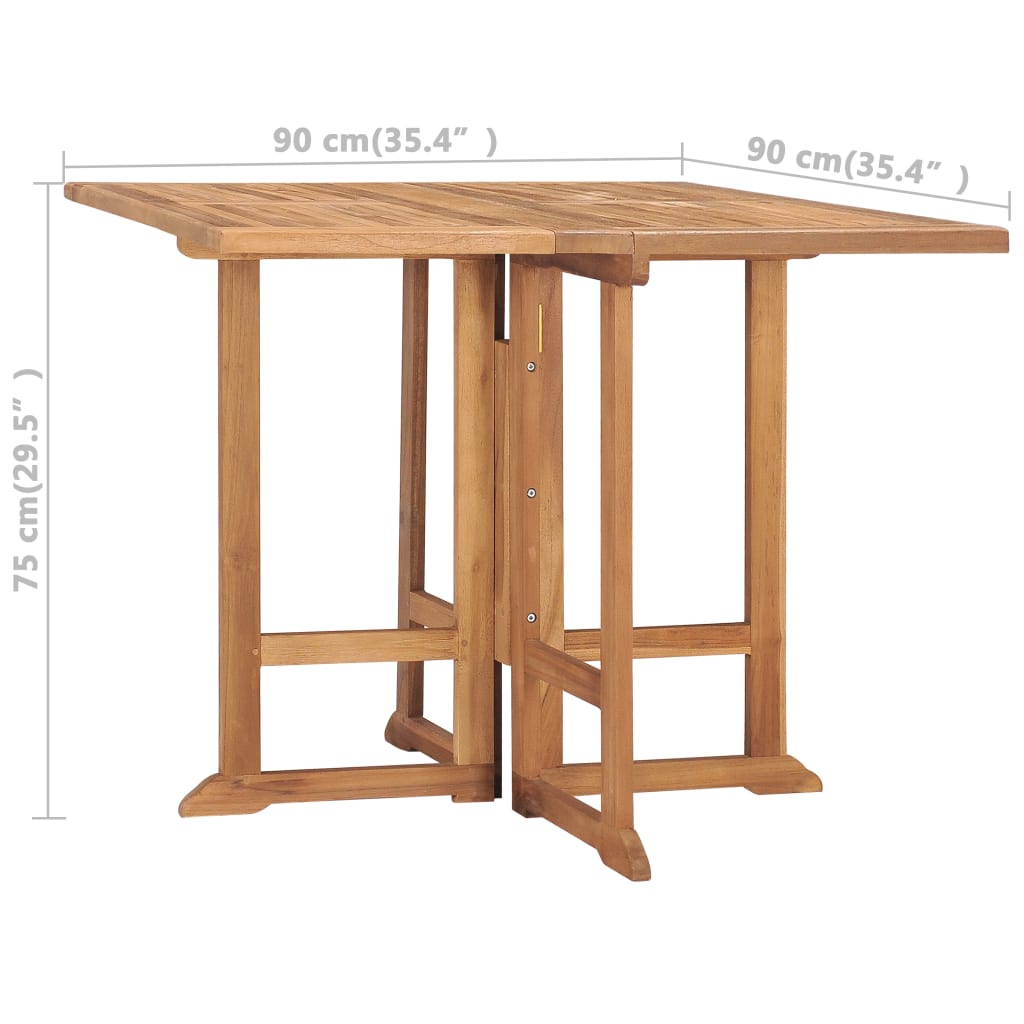 315448 vidaXL Folding Garden Dining Table 90x90x75 cm Solid Teak Wood