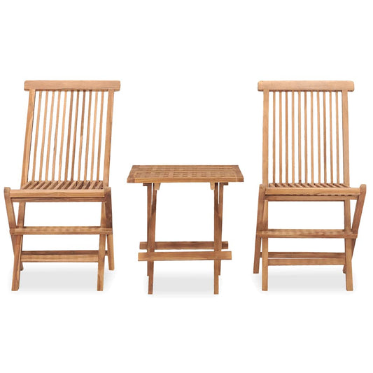 315455 vidaXL 3 Piece Folding Outdoor Dining Set Solid Teak Wood