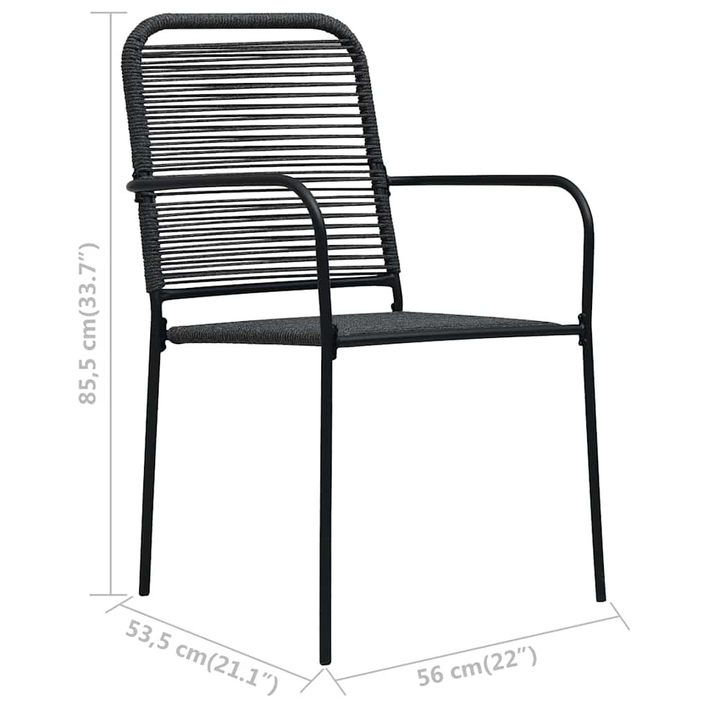 vidaXL 3 Piece Garden Dining Set Cotton Rope and Steel Black