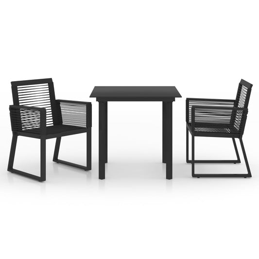 vidaXL Dining Set | Black | PVC rattan, powder-coated steel, glass | Medium