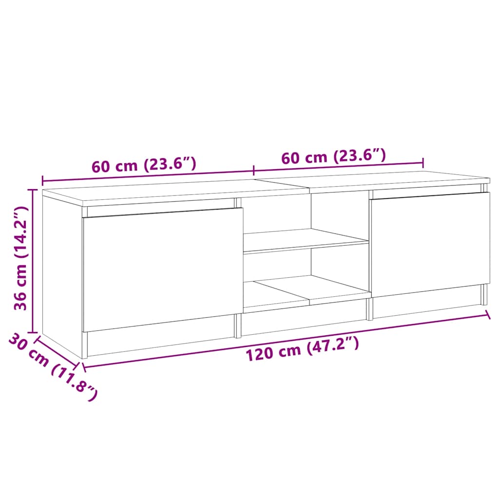 vidaXL TV Cabinet | Concrete grey | Engineered wood, tempered glass