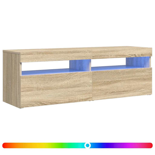804376 vidaXL TV Cabinet with LED Lights Sonoma Oak 120x35x40 cm