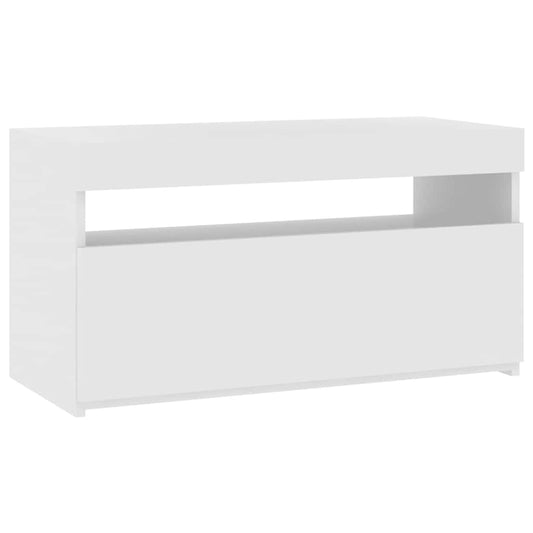804403 vidaXL TV Cabinet with LED Lights High Gloss White 75x35x40 cm