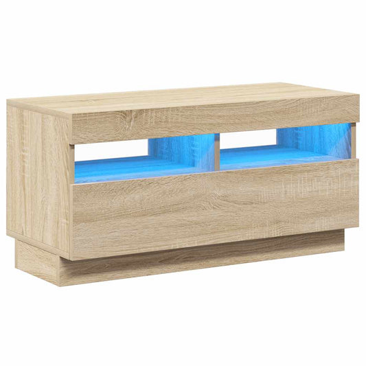 804448 vidaXL TV Cabinet with LED Lights Sonoma Oak 80x35x40 cm