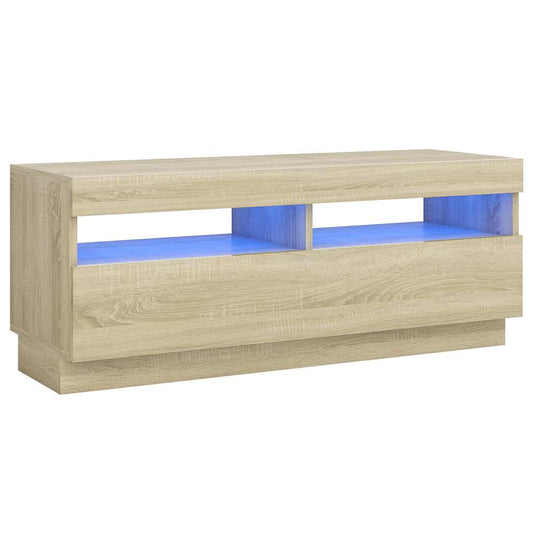 804457 vidaXL TV Cabinet with LED Lights Sonoma Oak 100x35x40 cm