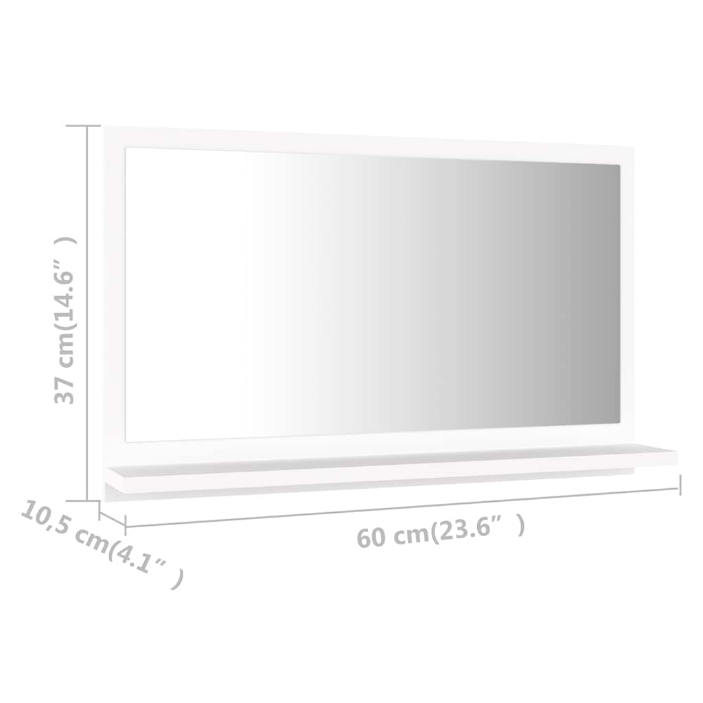 vidaXL Bathroom Mirror White 60x10.5x37 cm Engineered Wood