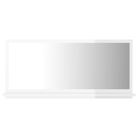 vidaXL Bathroom Mirror High Gloss White 80x10.5x37 cm Engineered Wood