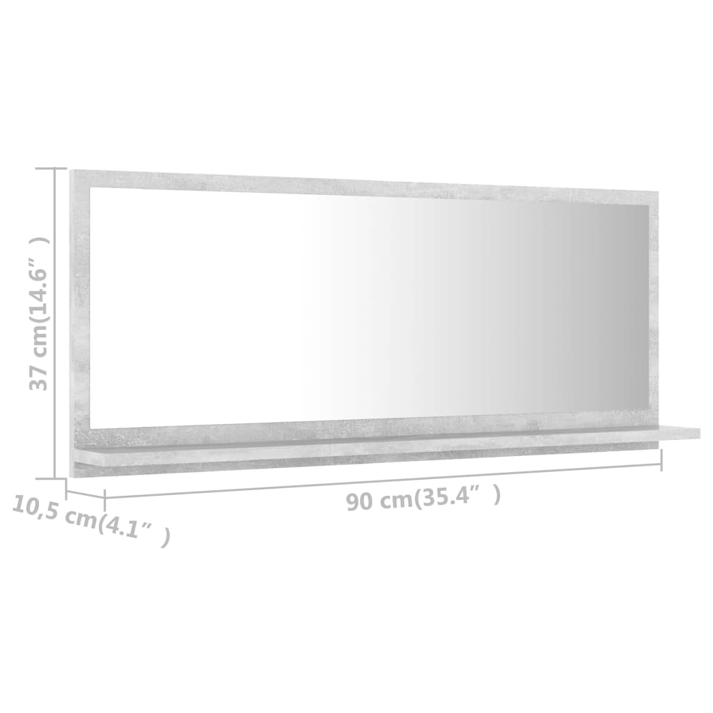 vidaXL Mirror | Concrete grey | Engineered wood, acrylic | Large