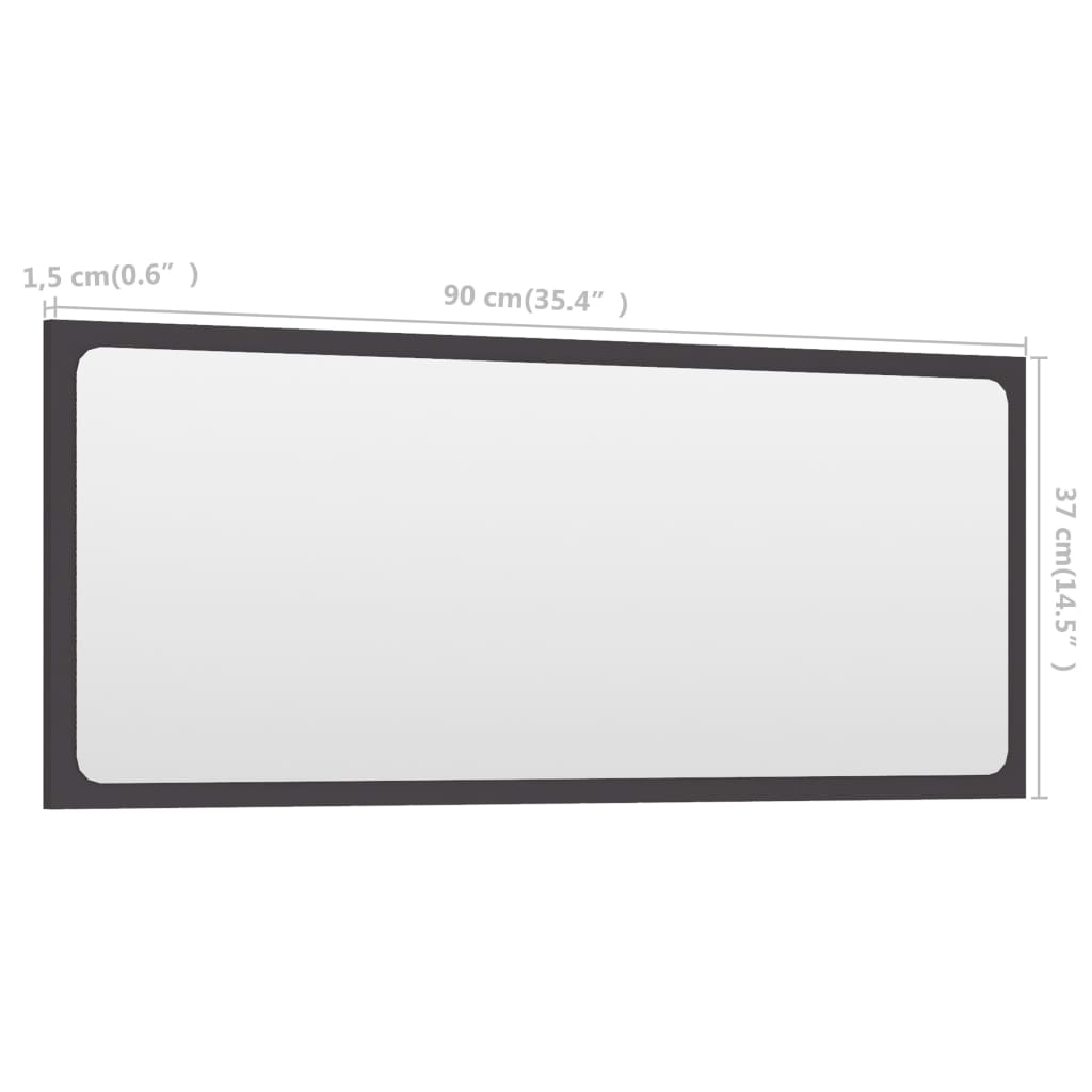 vidaXL Bathroom Mirror Grey 90x1.5x37 cm Engineered Wood