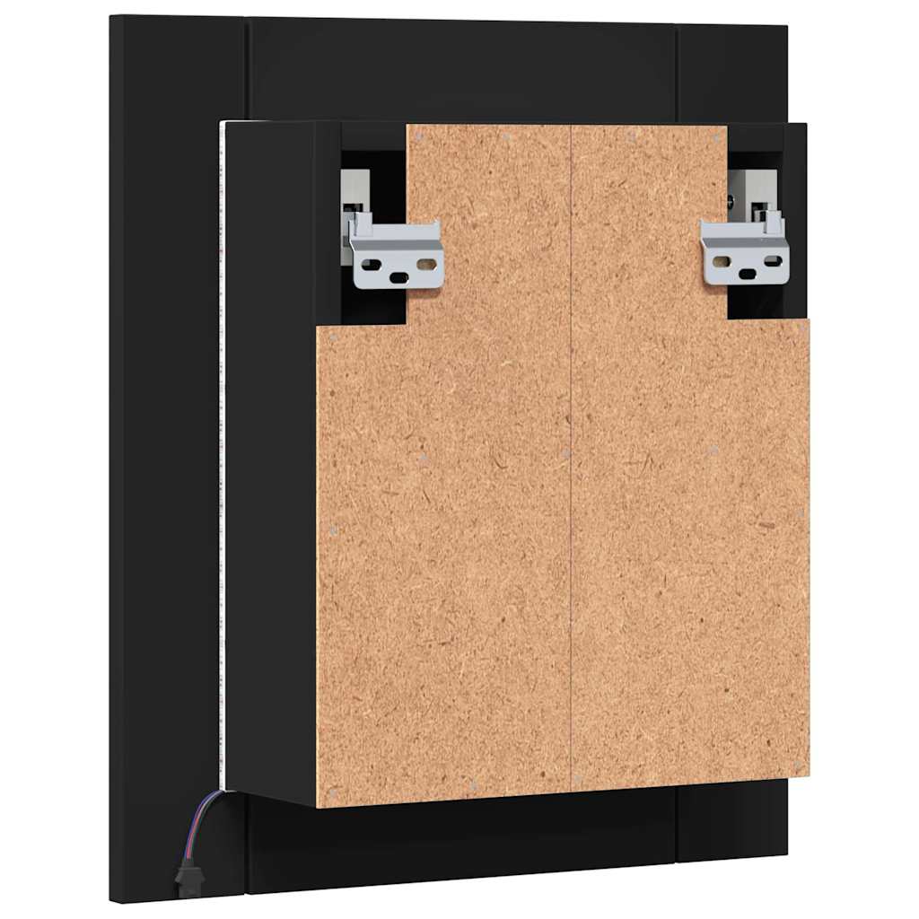 vidaXL LED Mirror Cabinet | Black | Engineered Wood | 40x12x45 cm