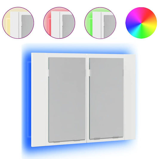 vidaXL LED Bathroom Mirror Cabinet White 60x12x45 cm Acrylic
