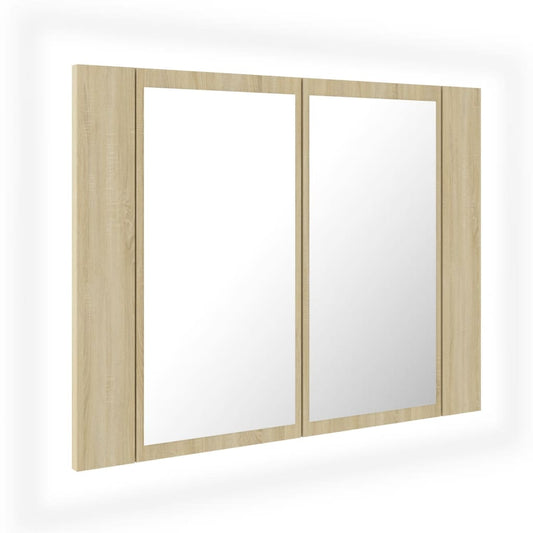 vidaXL LED Bathroom Mirror Cabinet Sonoma Oak 60x12x45 cm Acrylic