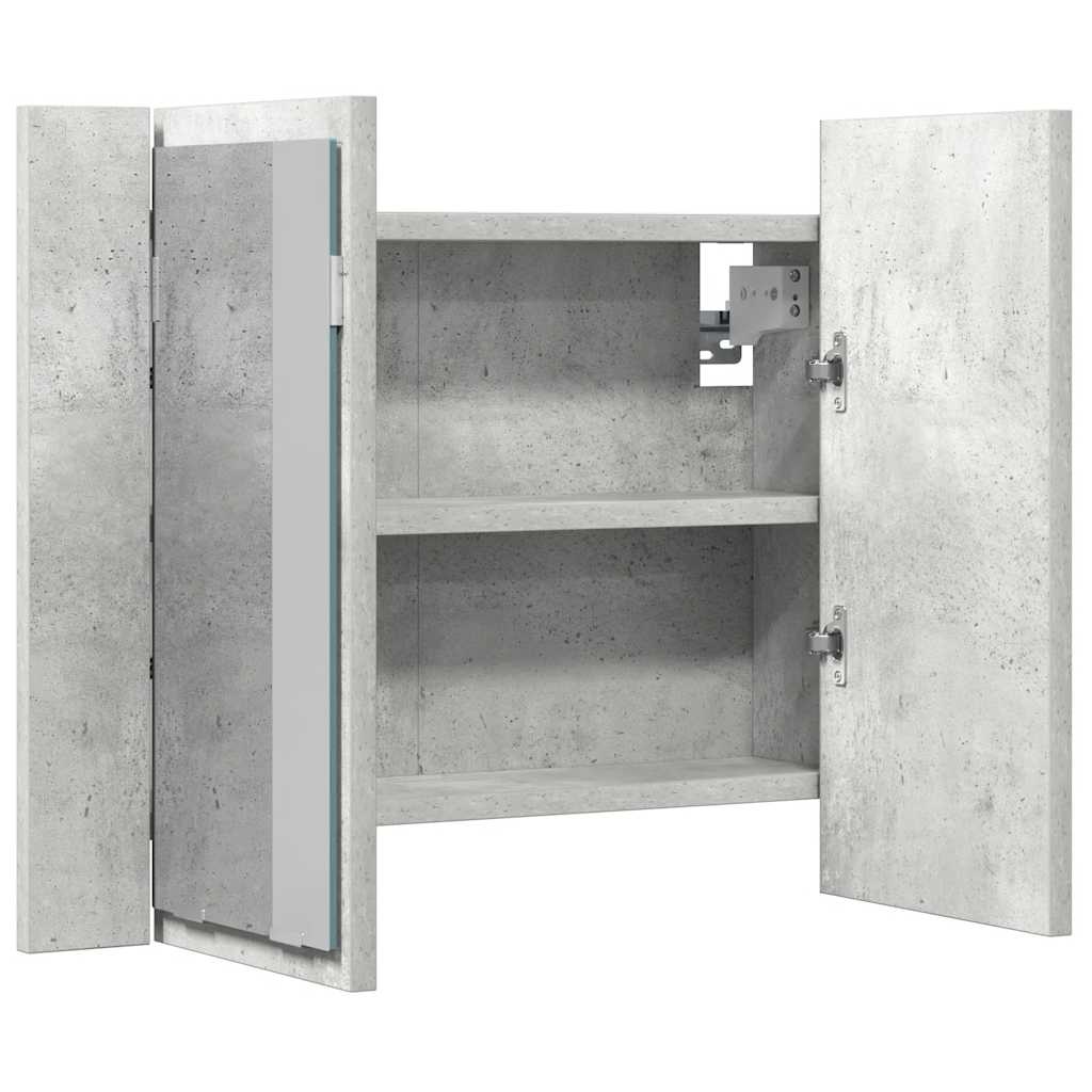 vidaXL LED Bathroom Mirror Cabinet Concrete Grey 60x12x45 cm Acrylic