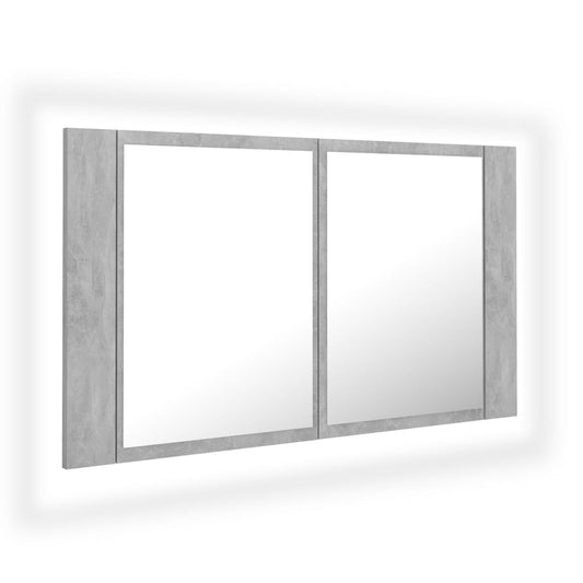 vidaXL LED Mirror Cabinet | Concrete grey | Engineered wood, acrylic
