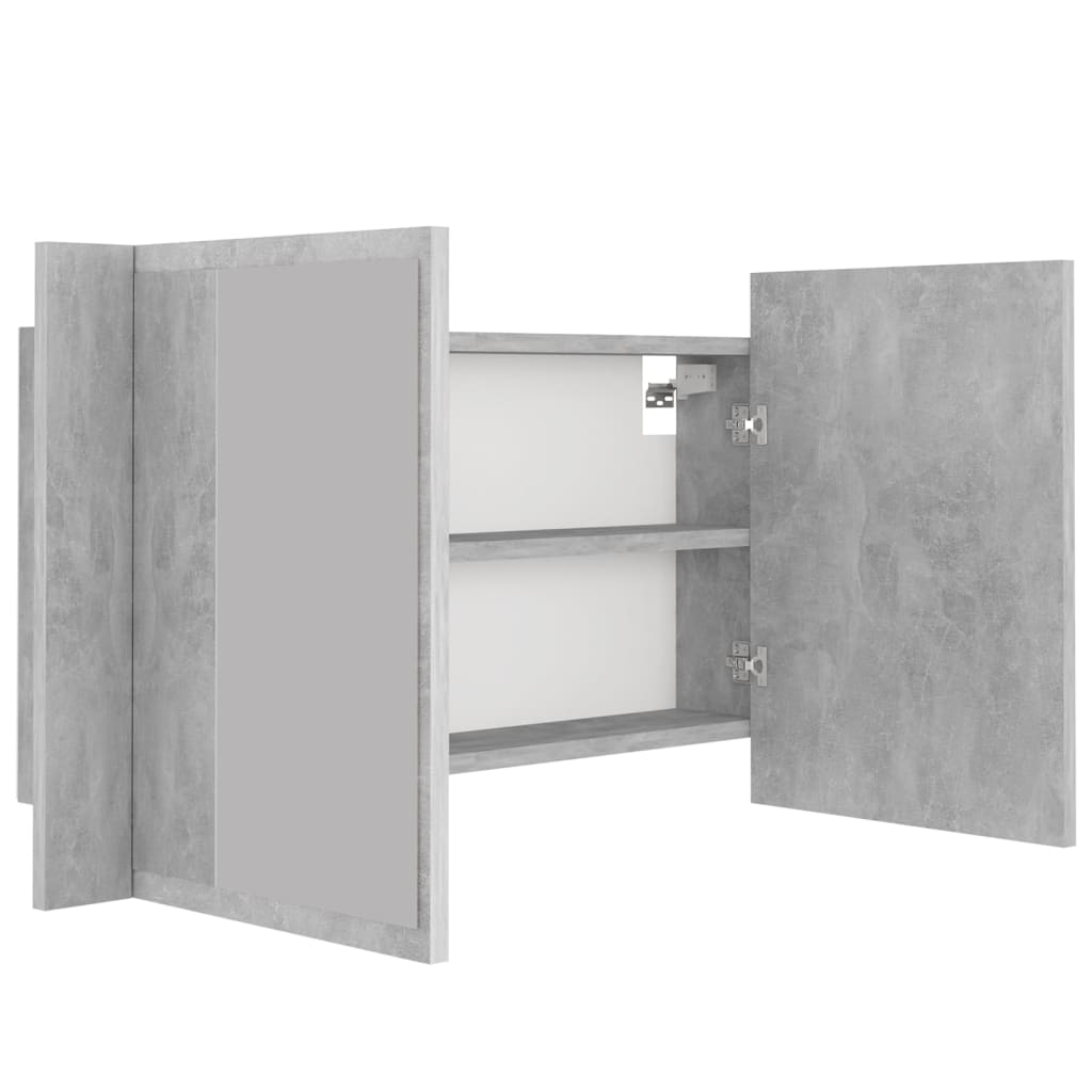 vidaXL LED Mirror Cabinet | Concrete grey | Engineered wood, acrylic